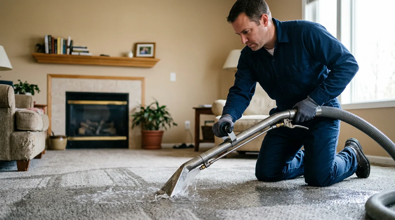 Water damage restoration technician working near Vanleer, TN
